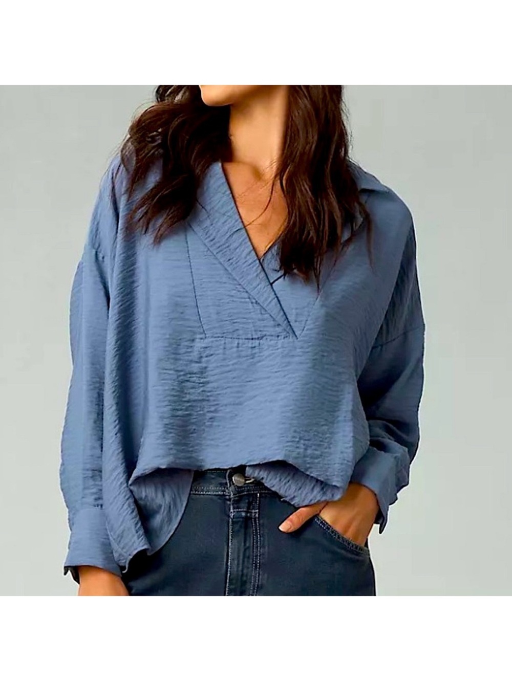 Anthropologie The Dylon Long Sleeve Wide-Placket Top Size XXS